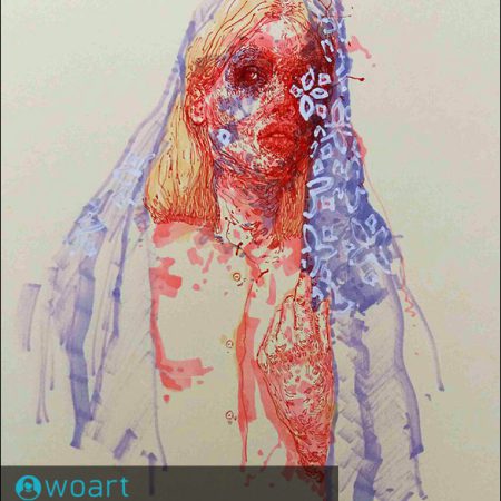 نام هنرمند: سمانه اسحاقی | عنوان اثر: زن ایرانی۲ | تکنیک: میکس مدیا | ابعاد: ۲۱در۳۰ سانتیمتر